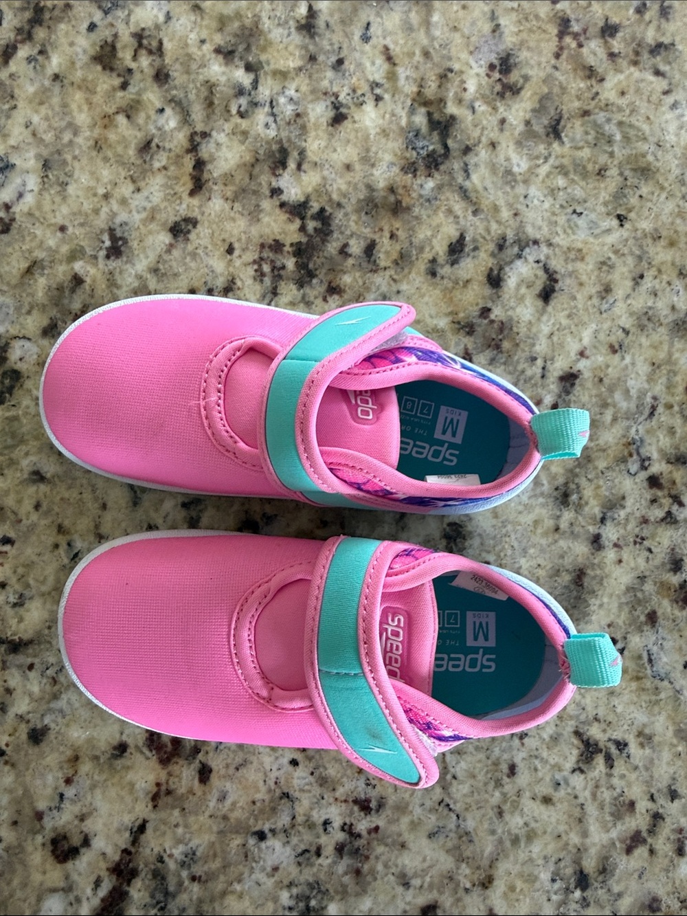 Speedo Pink and Teal Kids Water Shoes with Hook-and-Loop Strap - Picture 3 of 7